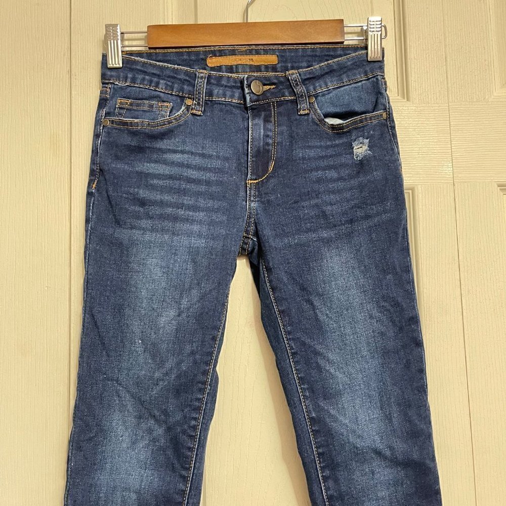 Joes Jeans Kids Girls Dark Wash Distressed Raw Hem Stretch Slim Jeans Size 12 - Picture 4 of 11